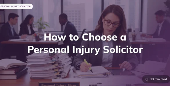 Personal injury solicitor working on legal paperwork at a law firm